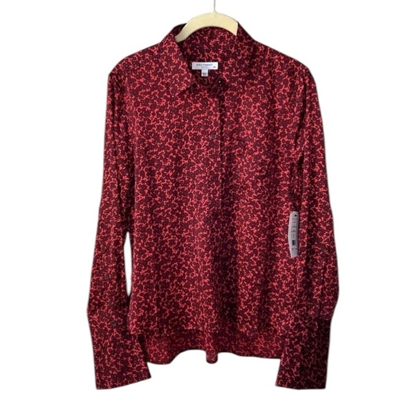 Equipment Huntley Floral Burgundy Red Long Sleeve Button Down Top Size S - Picture 3 of 11